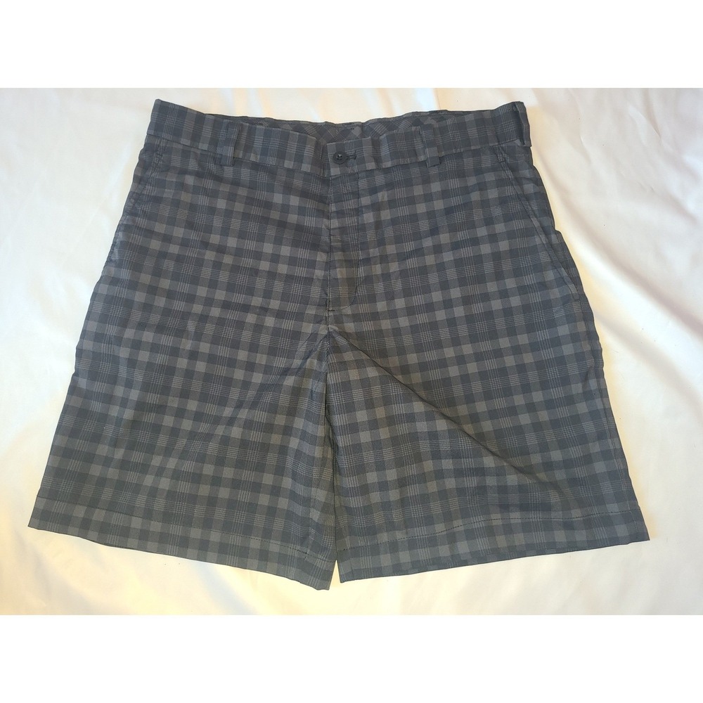 Nike Golf Dri Fit Plaid Shorts Mens Size 32 Grey Lightweight Performance